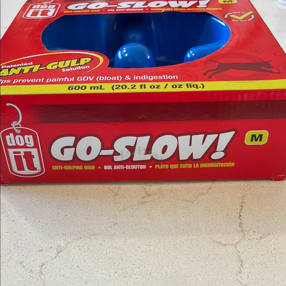 Go-Slow Anti-Gulp Dog Bowl - Vibrant Blue